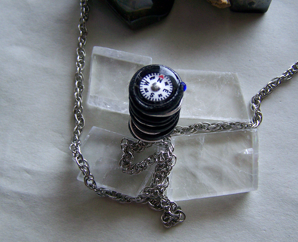 Leather Wrapped Silver Bullet Compass Pendant Necklace – My Mystic Gems