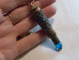 Copper and Aqua Crystal Bullet Jewelry Pendant