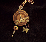 Copper Watch Dragonfly Butterfly Steampunk Pendant