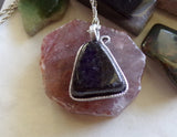 Star Fire Black Galaxy Stone Natural Crystal Wire Wrapped Pendant Necklace