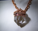 Natural Quartz Crystal Wire Wrapped Copper Pendant