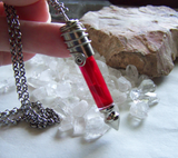 Red Coral Dragon's Teeth Silver Bullet Jewelry Pendant Necklace
