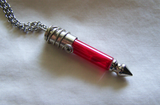 Red Coral Dragon's Teeth Silver Bullet Jewelry Pendant Necklace