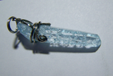 Wire Wrapped Sky Blue Raw Quartz Crystal Point Pendant
