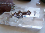 Quartz Crystal Silver Celtic Cross Pendant Necklace