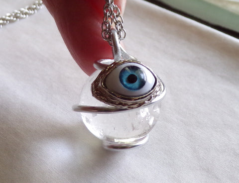 AQUA Sterling Silver Evil Eye Pendant Necklace, 15