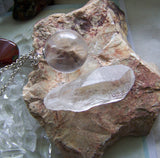 Quartz Crystal Ball Pendant Necklace + Quartz Point - Crystal Web Combo