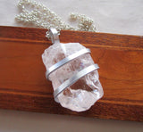 Danburite Natural Large Gemstone Wire Wrapped Crystal Pendant Necklace