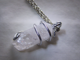 Natural Danburite Gemstone Wire Wrapped Crystal Pendant Necklace