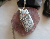 Dendrite Agate Natural Wire Wrapped Crystal Pendant Necklace