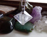 Natural Clear Quartz Diamond Crystal Pendant Necklace