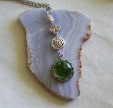 Green Dichroic Glass Earth Element Celtic Pendant Necklace