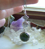 Green Dichroic Glass Earth Element Celtic Pendant Necklace