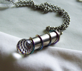 Swarovski Crystal Faceted Rainbow Disco Ball Silver Bullet Necklace