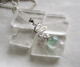 Sterling Silver Dragon Rainbow Fluorite Crystal Pendant Necklace