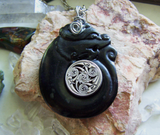Black Jade Stone Dragon Spiral Gemstone Pendant
