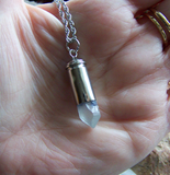 Dumortierite Natural Quartz Crystal Silver Bullet Jewelry Pendant