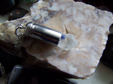 Dumortierite Natural Quartz Crystal Silver Bullet Jewelry Pendant