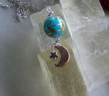 Turquoise and Gemstone Planet Earth Celestial Pendant