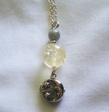 Sun and Moon Citrine Labradorite Gemstone Pendant Necklace
