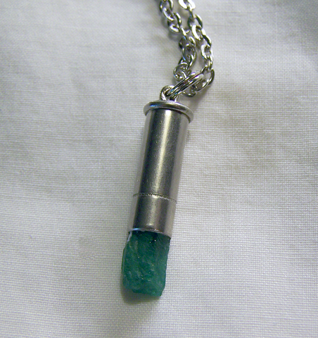 Natural Green Emerald Raw Gemstone Bullet Pendant