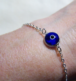 Cobalt Blue and Silver Evil Eye Bracelet