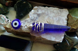 Royal Blue Mystic Quartz Crystal Evil Eye Pendant Necklace