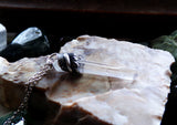 Opal Aura Quartz Celestite Feather Wrapped Pendant Necklace