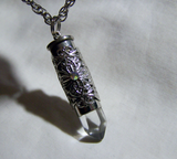 Quartz Crystal Filigree Silver Bullet Pendant Necklace
