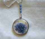 Floating Crystals Blue Sapphire Shaker Double Sided Glass Locket Necklace