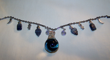 Spiral Galaxy Blown Glass 3D Blue Elemental Necklace