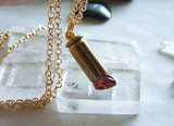 Natural Dark Red Garnet Raw Gemstone Bullet Jewelry Pendant