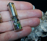 Gemstone Glass Vial Silver Bullet Jewelry Pendant
