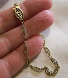 Dainty Gold Filigree Bracelet 7 Inch GF
