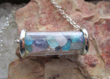 Apatite Kunzite Iolite Gemstones Glass Cylinder Necklace