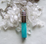 Glow in the Dark Glass Vial Quartz Crystals Bullet Pendant Necklace