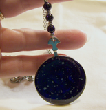 Vintage Night Stars Glass Painted Glow in the Dark Pendant