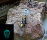 Glow in the Dark Glass Skull Quartz Crystal Bullet Jewelry Pendant