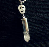 Glow in the Dark Glass Skull Quartz Crystal Bullet Jewelry Pendant