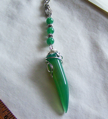 Green Agate Horn Polished Gemstone Pendant