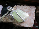 Natural Green Calcite Raw Gemstone Crystal Pendant Necklace