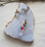 Silver Heart Natural Quartz Crystal Pendant Necklace