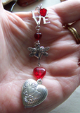 Hearts and Love Red and Silver Pendant