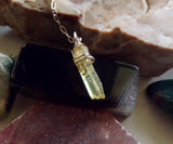 Yellow Beryl Heliodor Gemstone Raw Crystal Pendant Necklace