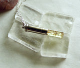 Natural Yellow Heliodor Crystal Bullet Pendant Necklace