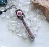 Rose and Lavender Herbal Bullet Jewelry Pendant Necklace