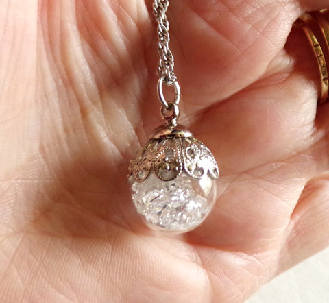 Herkimer Diamond Natural Gemstones Crystal Ball Pendant Necklace