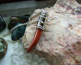 Red Jasper Cornicello Little Horn Silver Bullet Jewelry Necklace