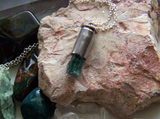 Indicolite Tourmaline Teal Gemstone Crystal Bullet Pendant