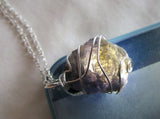 Indigo Iolite Wire Wrapped Natural Gemstone Crystal Pendant Necklace